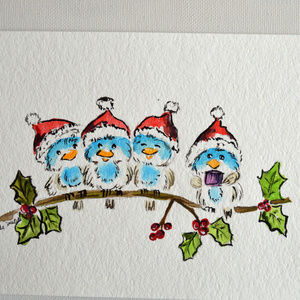 Bluebirds Watercolor painting, 5x7 inches,